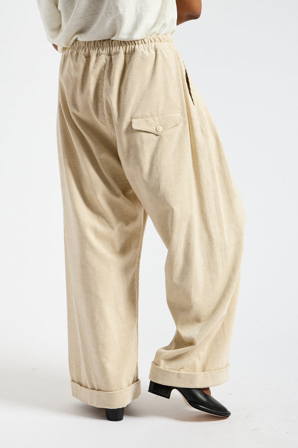 Very Wide Cricket Trousers in Ecru