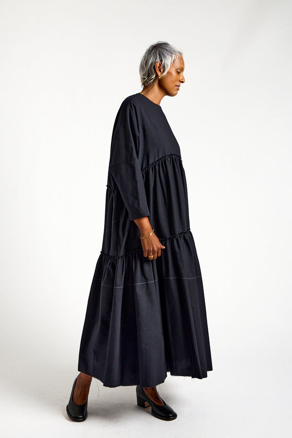 Weird Tiered Dress in Midnight