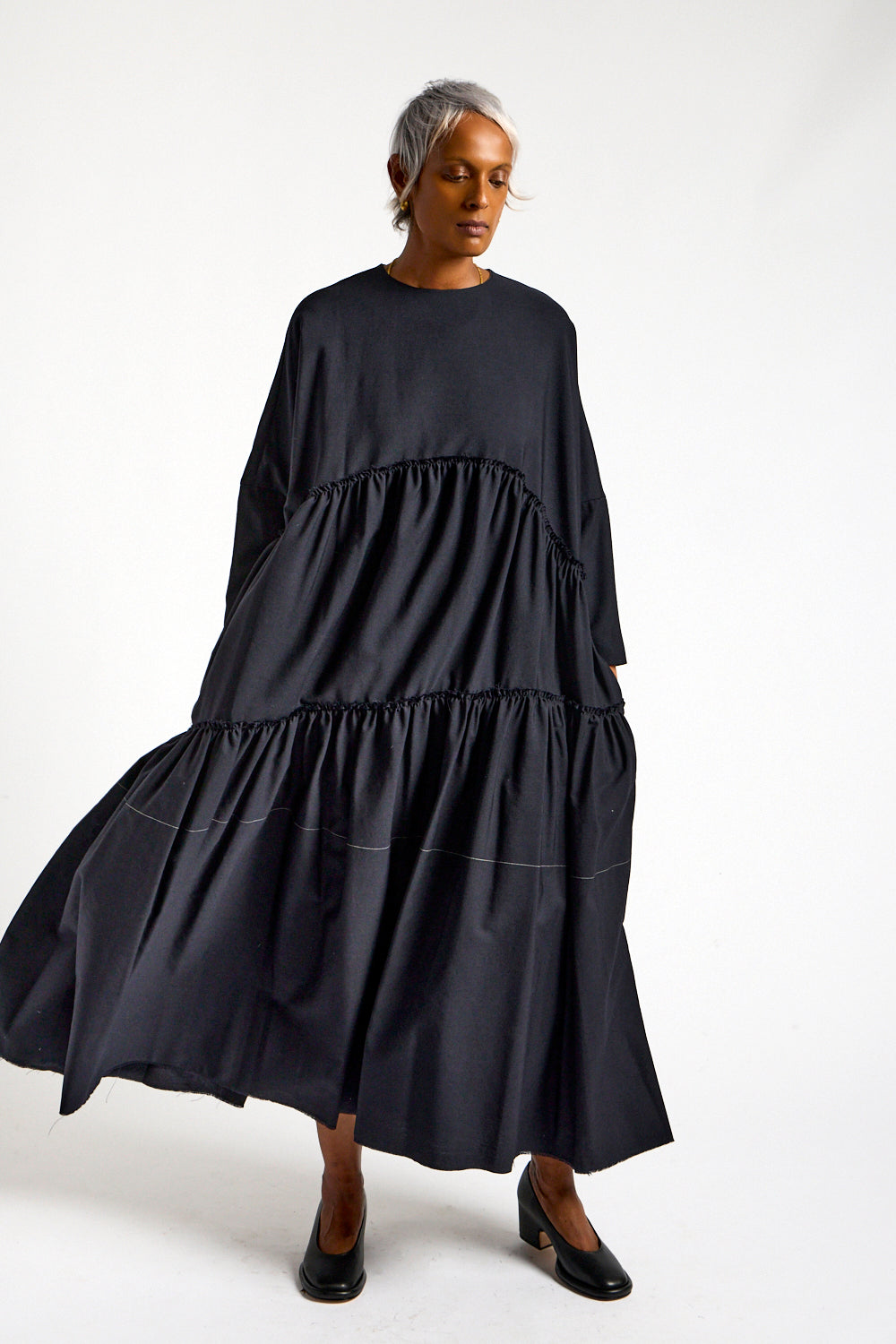 Weird Tiered Dress in Midnight