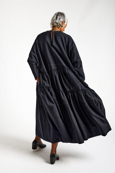 Weird Tiered Dress in Midnight