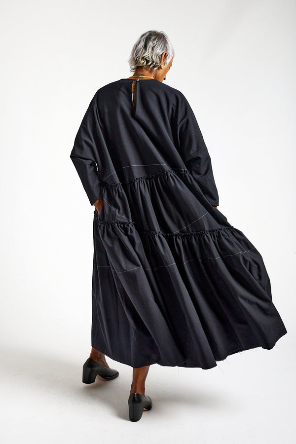 Weird Tiered Dress in Midnight