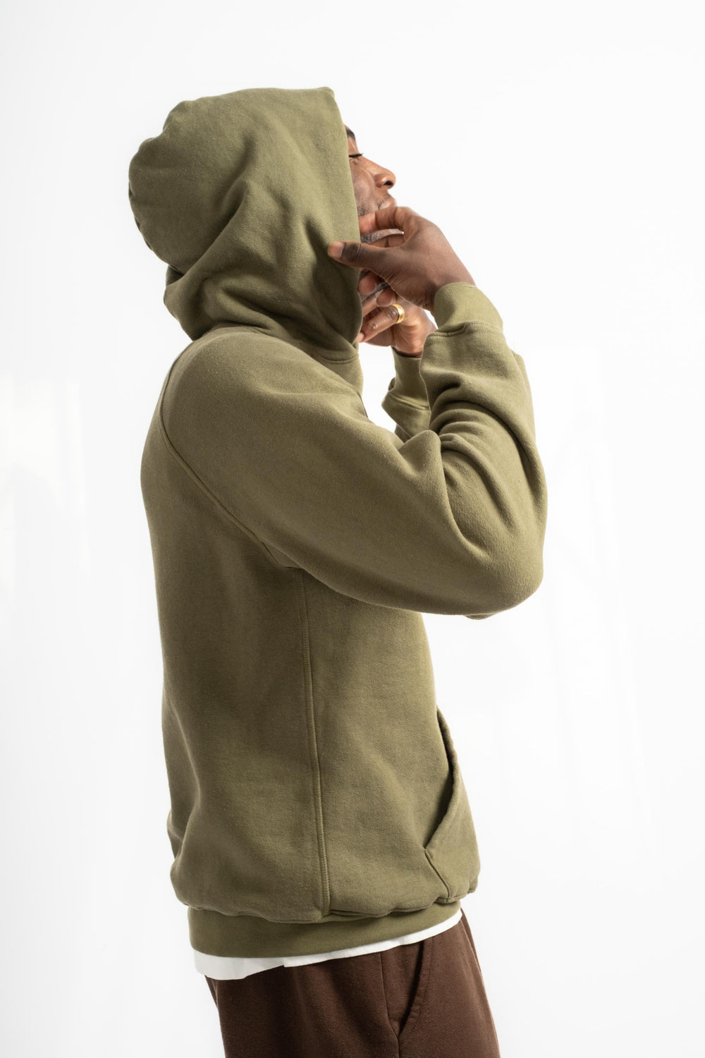 The Men's Hooded Sweatshirt in Olive