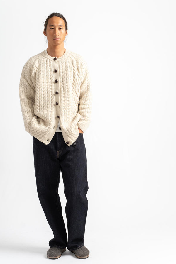 The Cable Cardigan in Alabaster