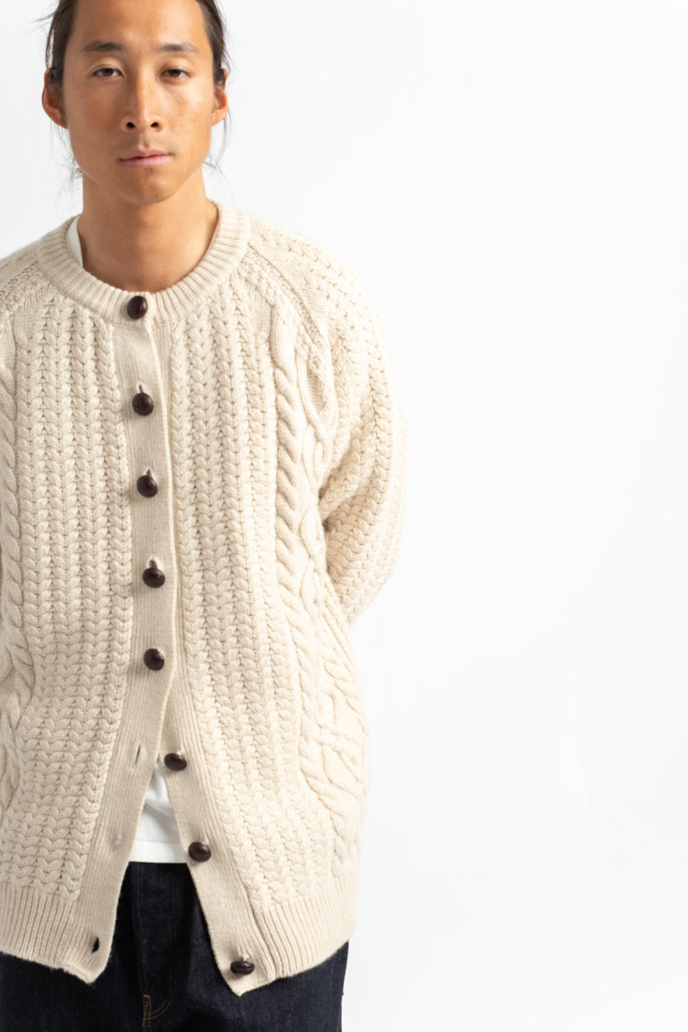 The Cable Cardigan in Alabaster