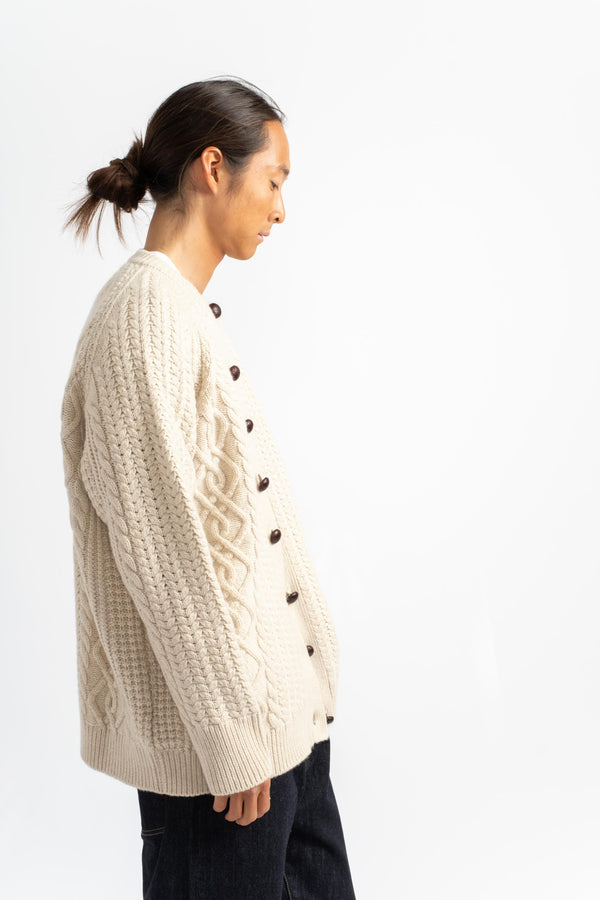 The Cable Cardigan in Alabaster