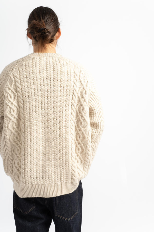 The Cable Cardigan in Alabaster