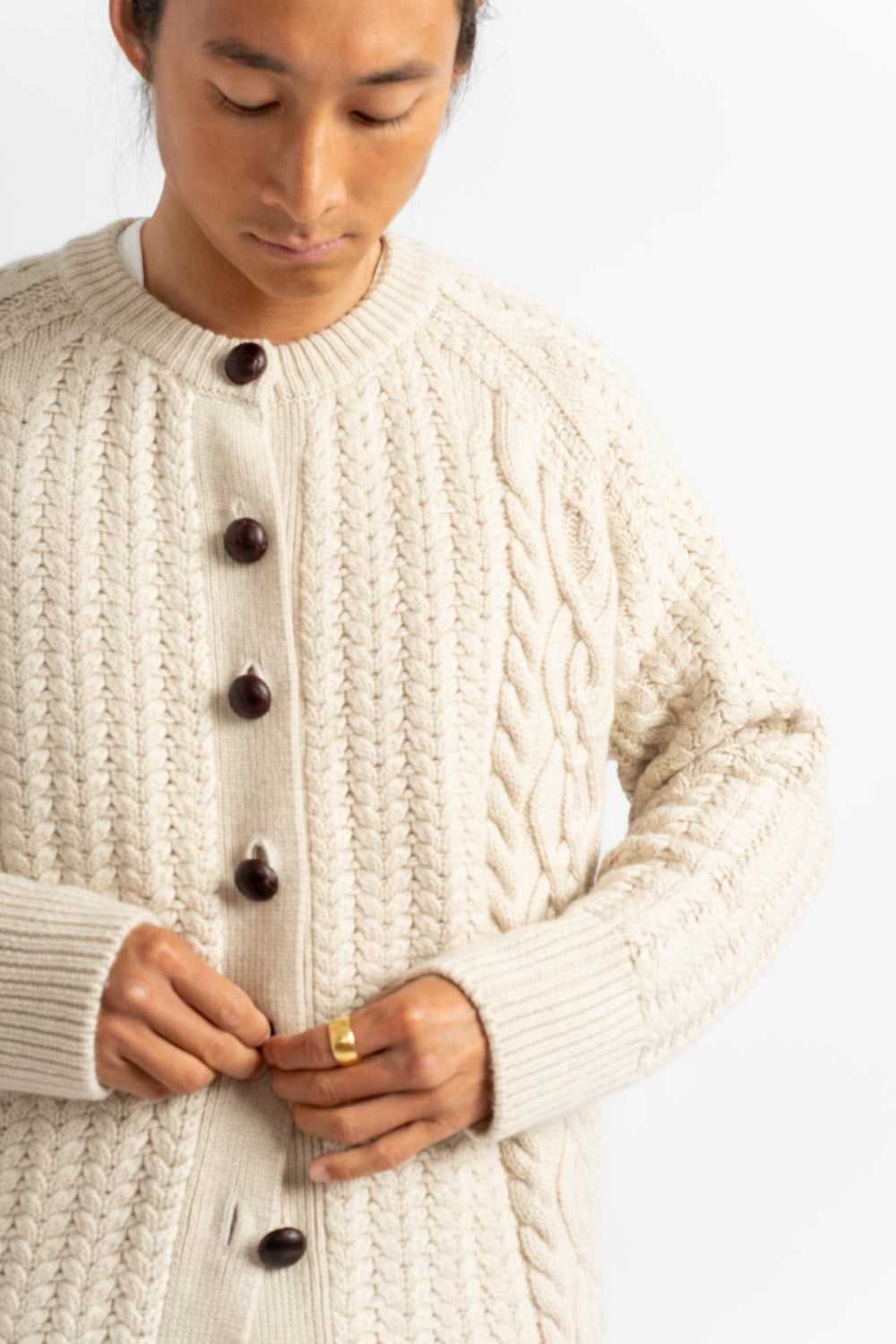 The Cable Cardigan in Alabaster