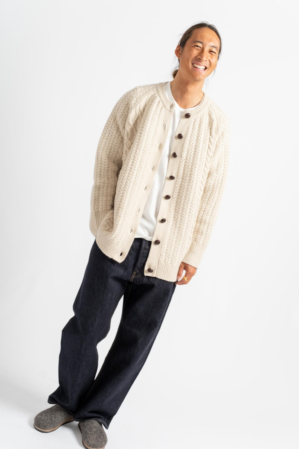 The Cable Cardigan in Alabaster