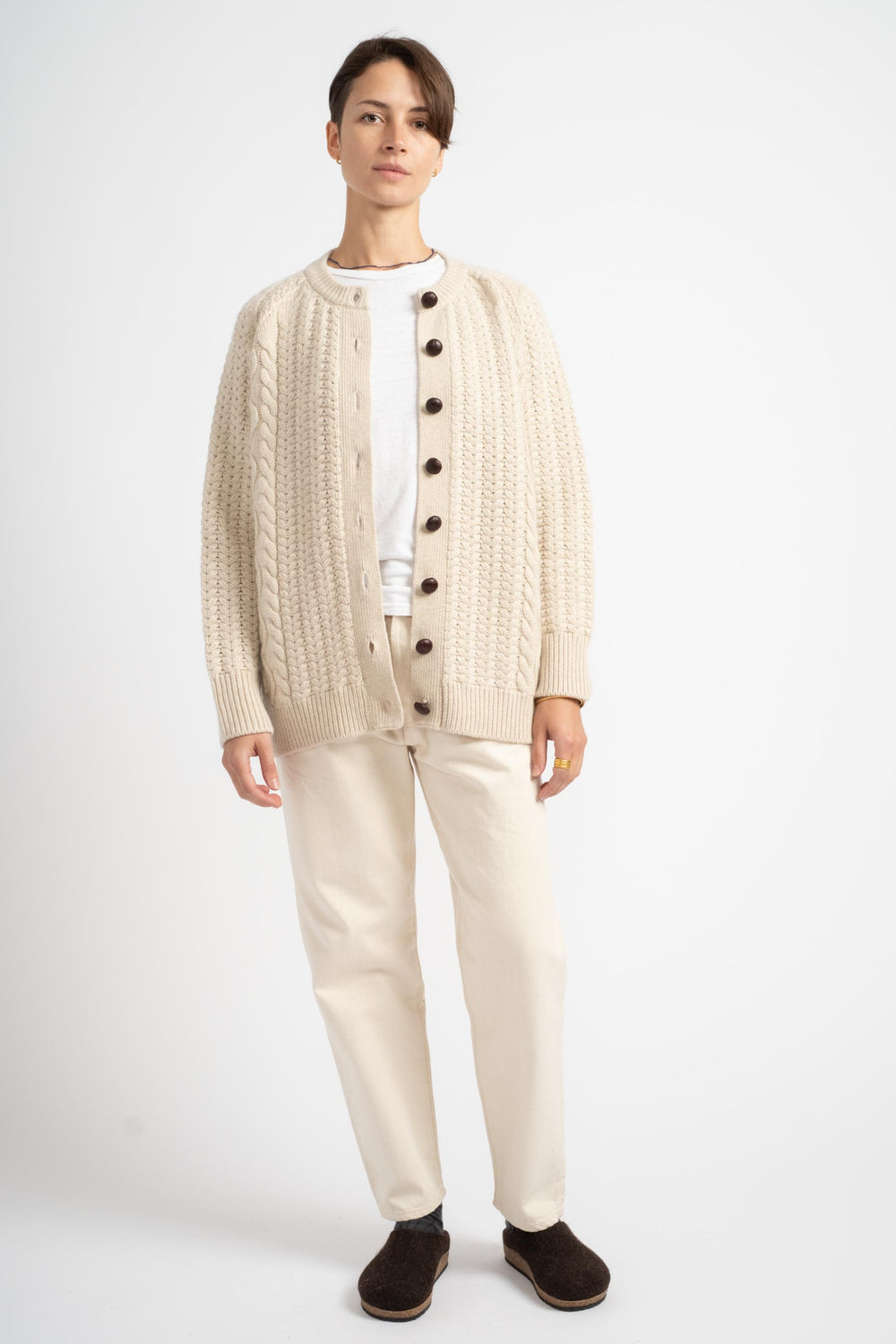 The Cable Cardigan in Alabaster