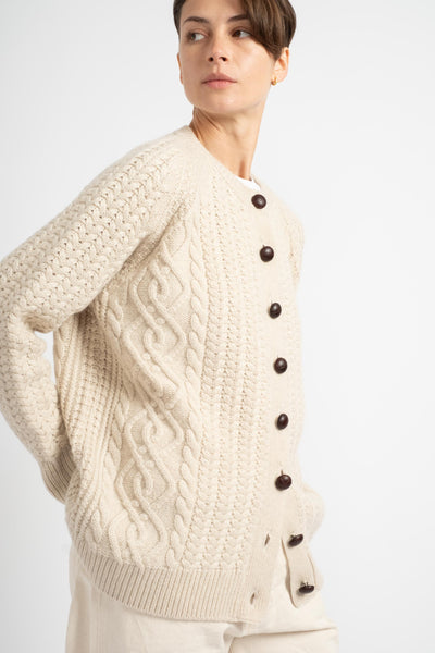 The Cable Cardigan in Alabaster