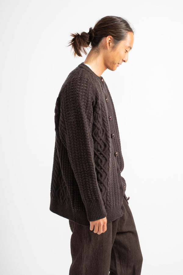 The Cable Cardigan in Ebony