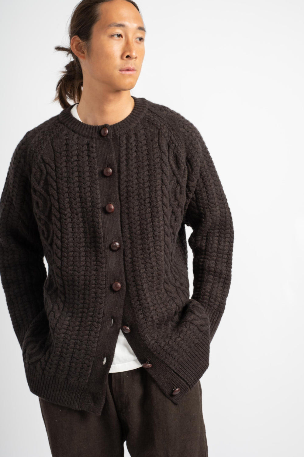 The Cable Cardigan in Ebony