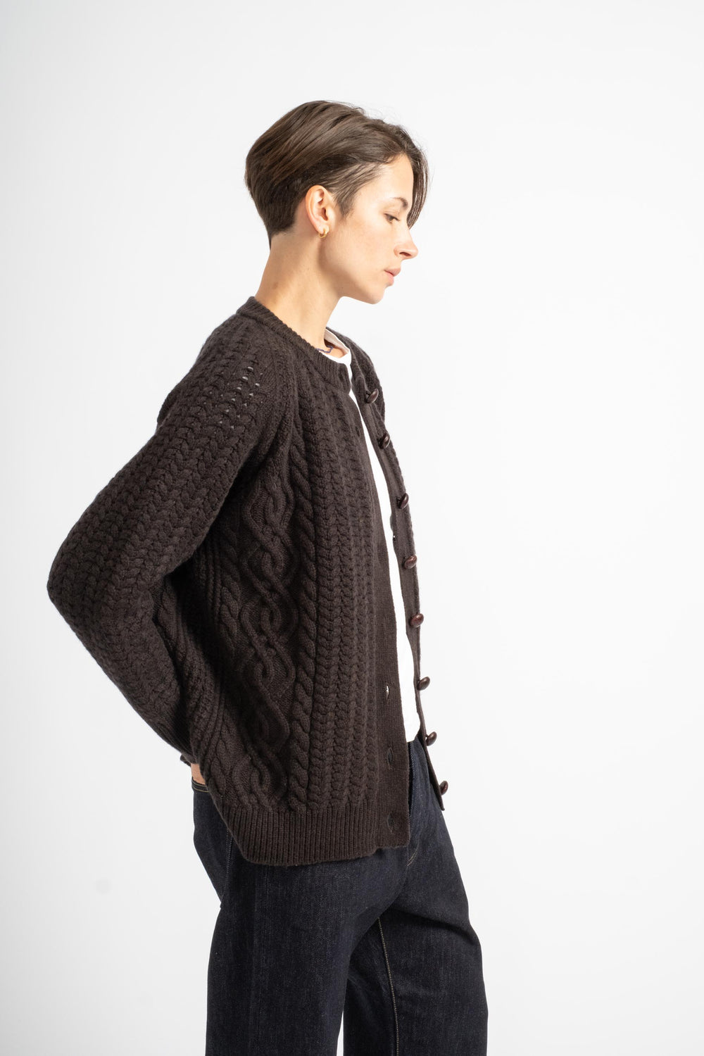 The Cable Cardigan in Ebony