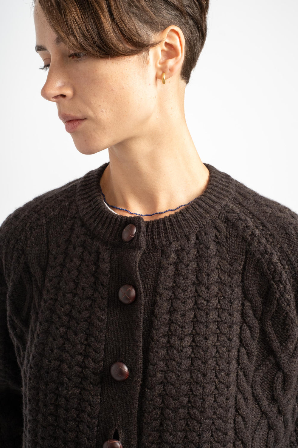 The Cable Cardigan in Ebony