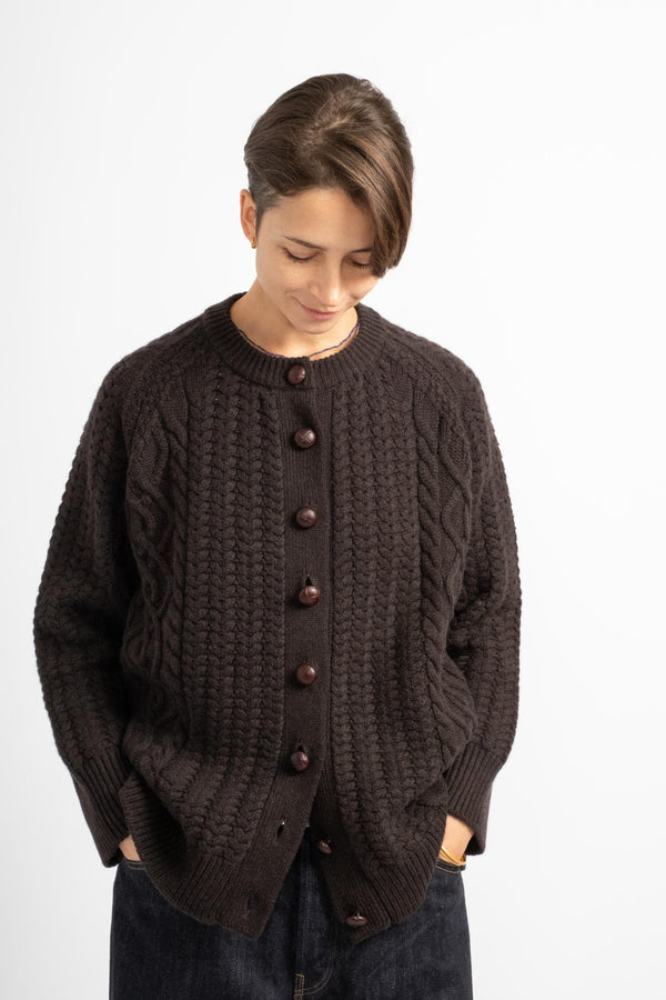 The Cable Cardigan in Ebony