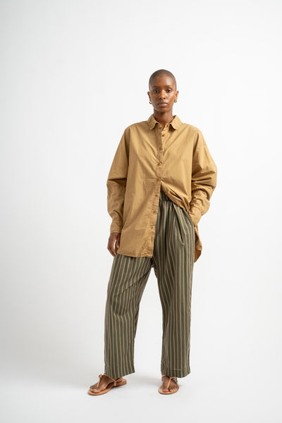 The Elastic Pant in Deadstock Green Stripe