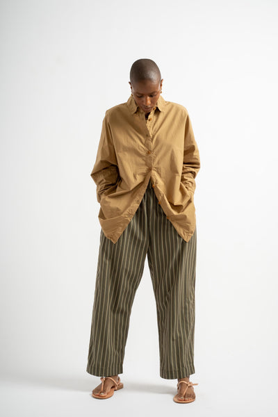 The Elastic Pant in Deadstock Green Stripe