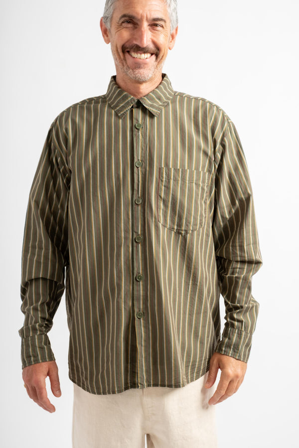 The Men's Shirt in Deadstock Green Stripe