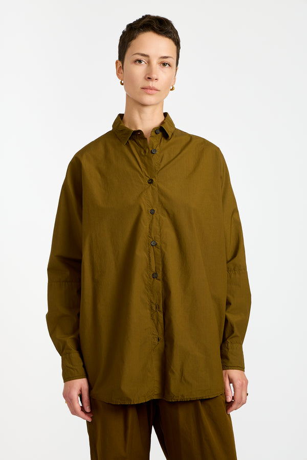 The Oversized Shirt in Dark Olive