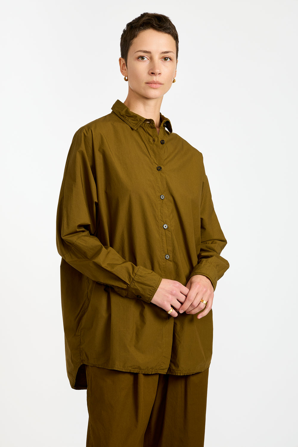 The Oversized Shirt in Dark Olive