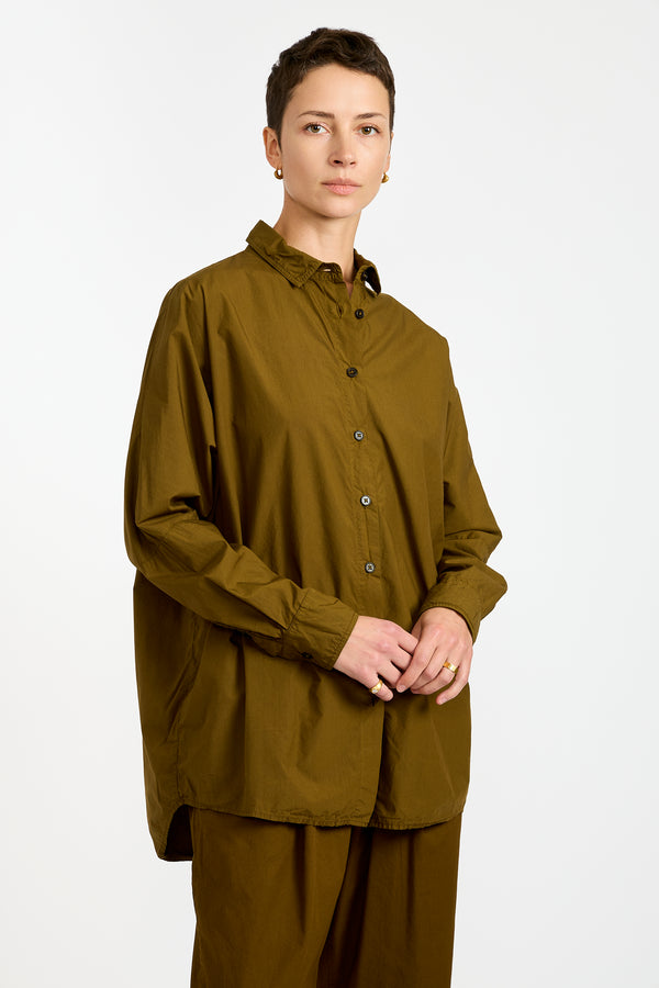 The Oversized Shirt in Dark Olive