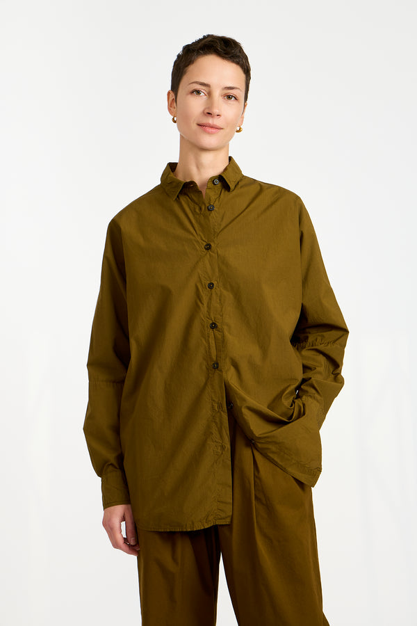 The Oversized Shirt in Dark Olive