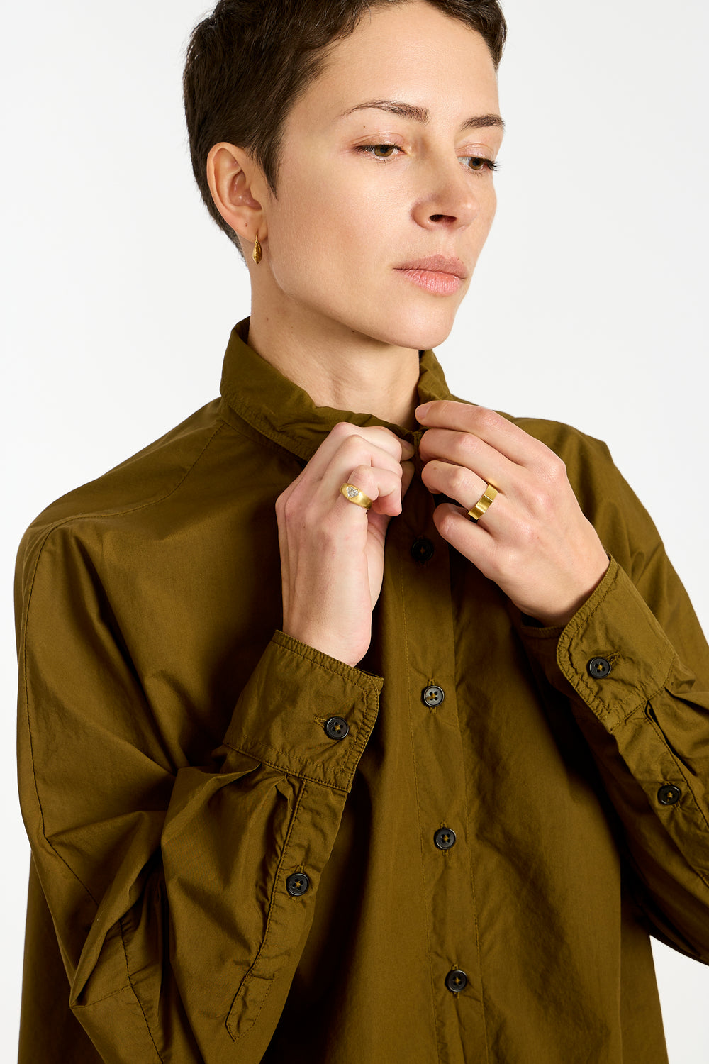 The Oversized Shirt in Dark Olive