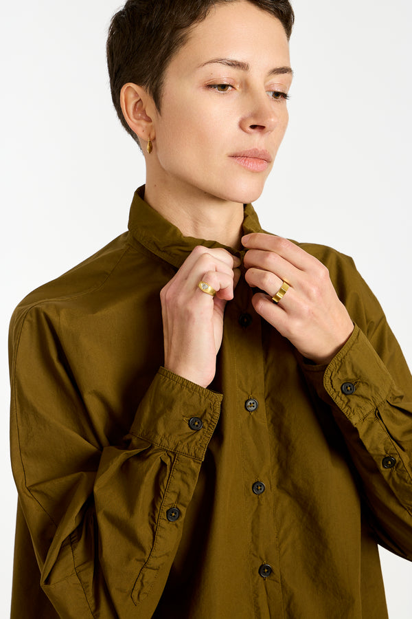 The Oversized Shirt in Dark Olive