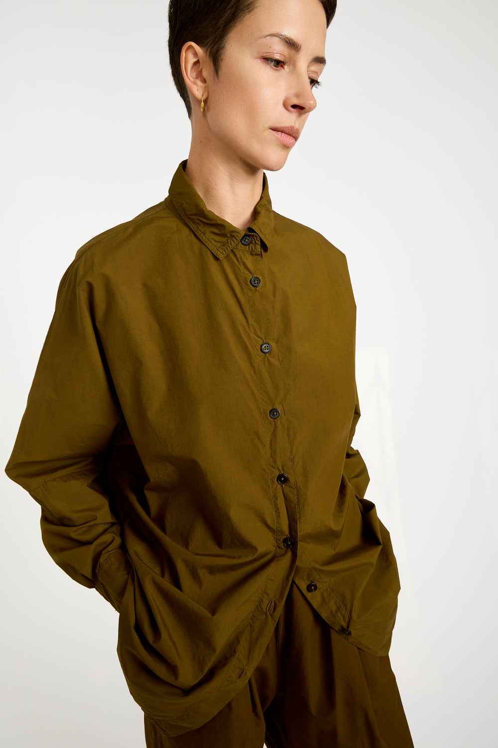 The Oversized Shirt in Dark Olive