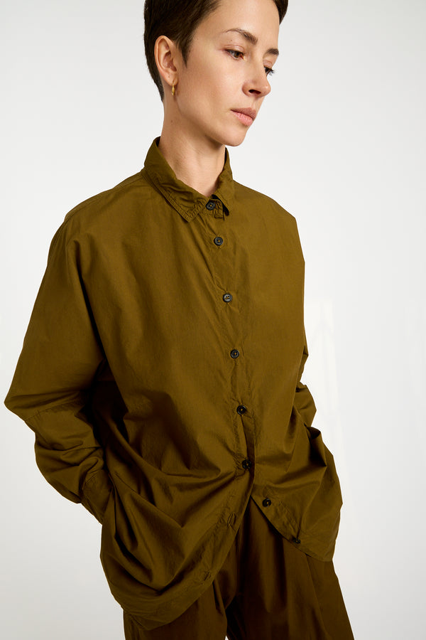 The Oversized Shirt in Dark Olive