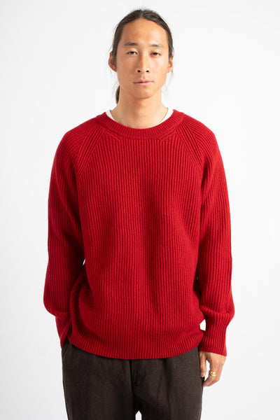 The Ribbed Crewneck in Garnet