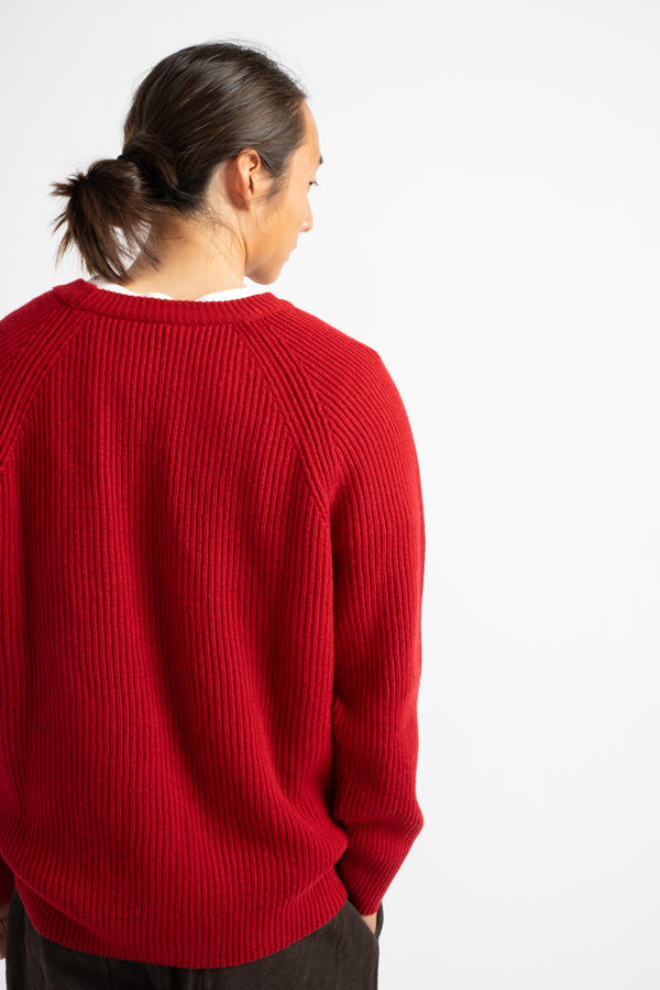 The Ribbed Crewneck in Garnet