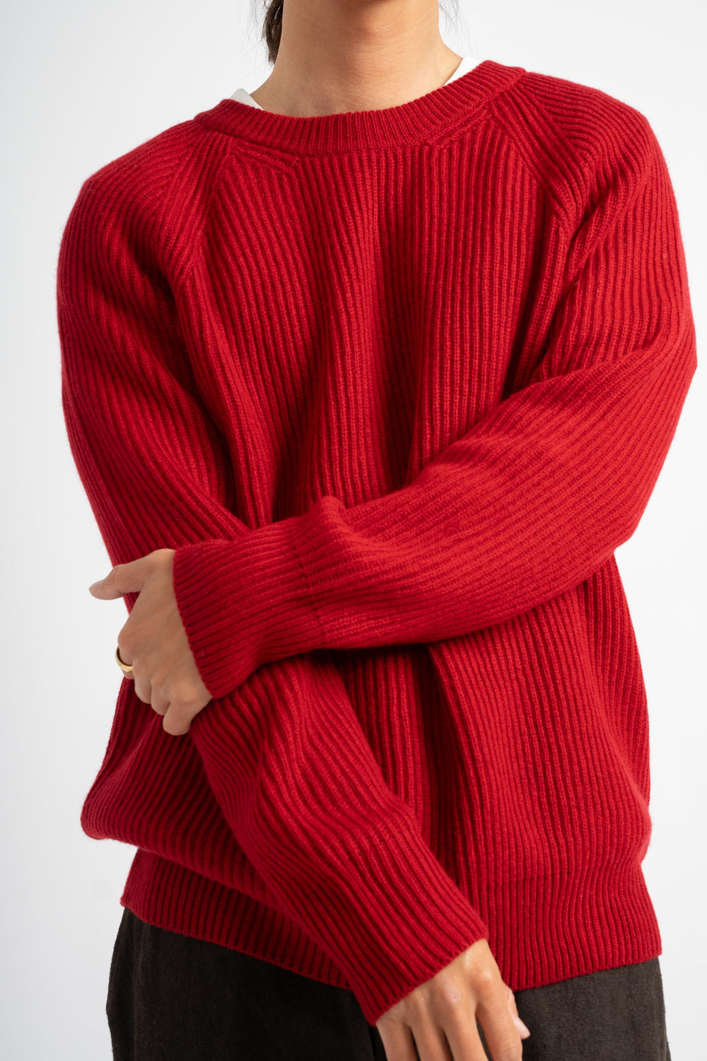 The Ribbed Crewneck in Garnet