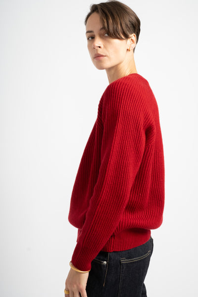 The Ribbed Crewneck in Garnet