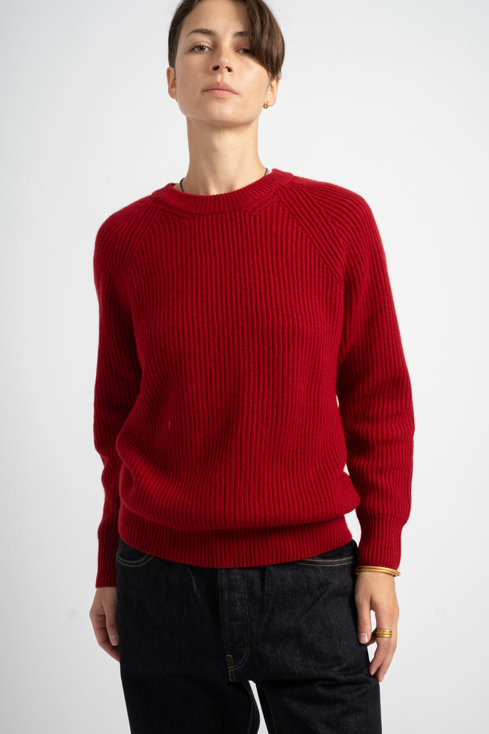 The Ribbed Crewneck in Garnet