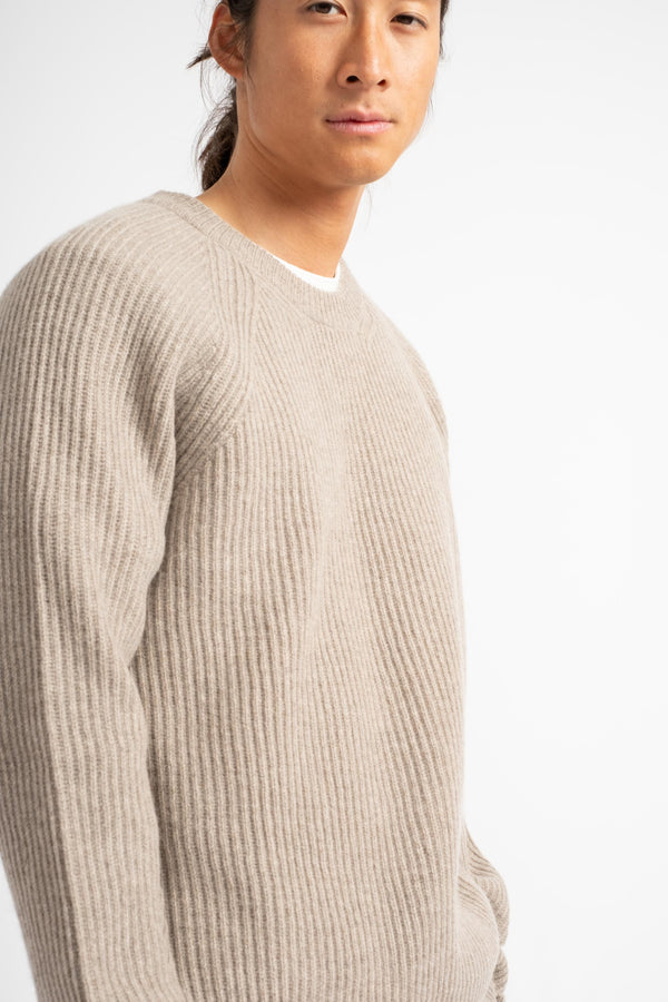 The Ribbed Crewneck in Toast