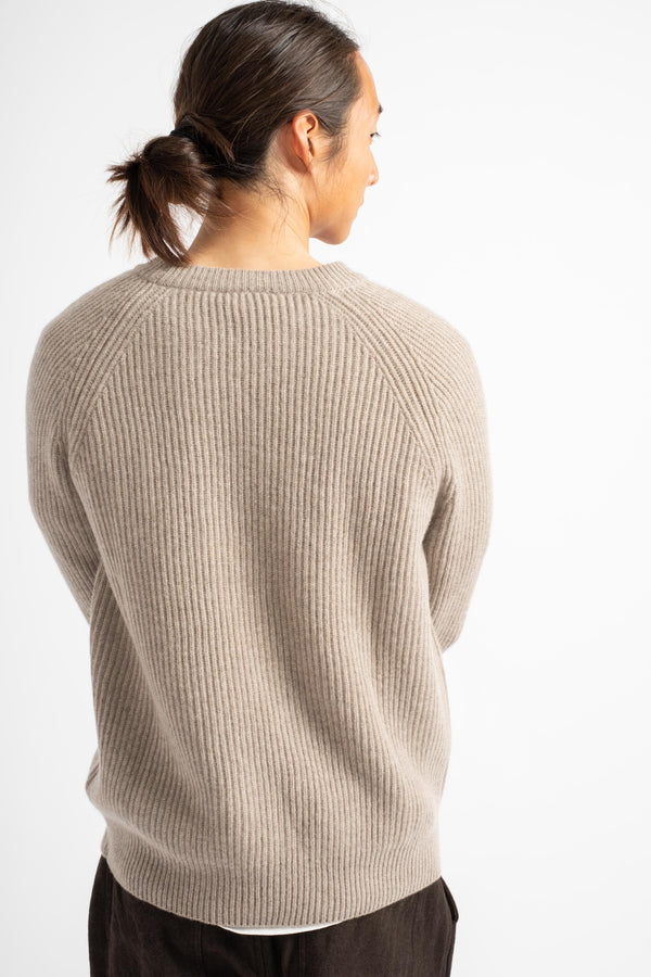 The Ribbed Crewneck in Toast