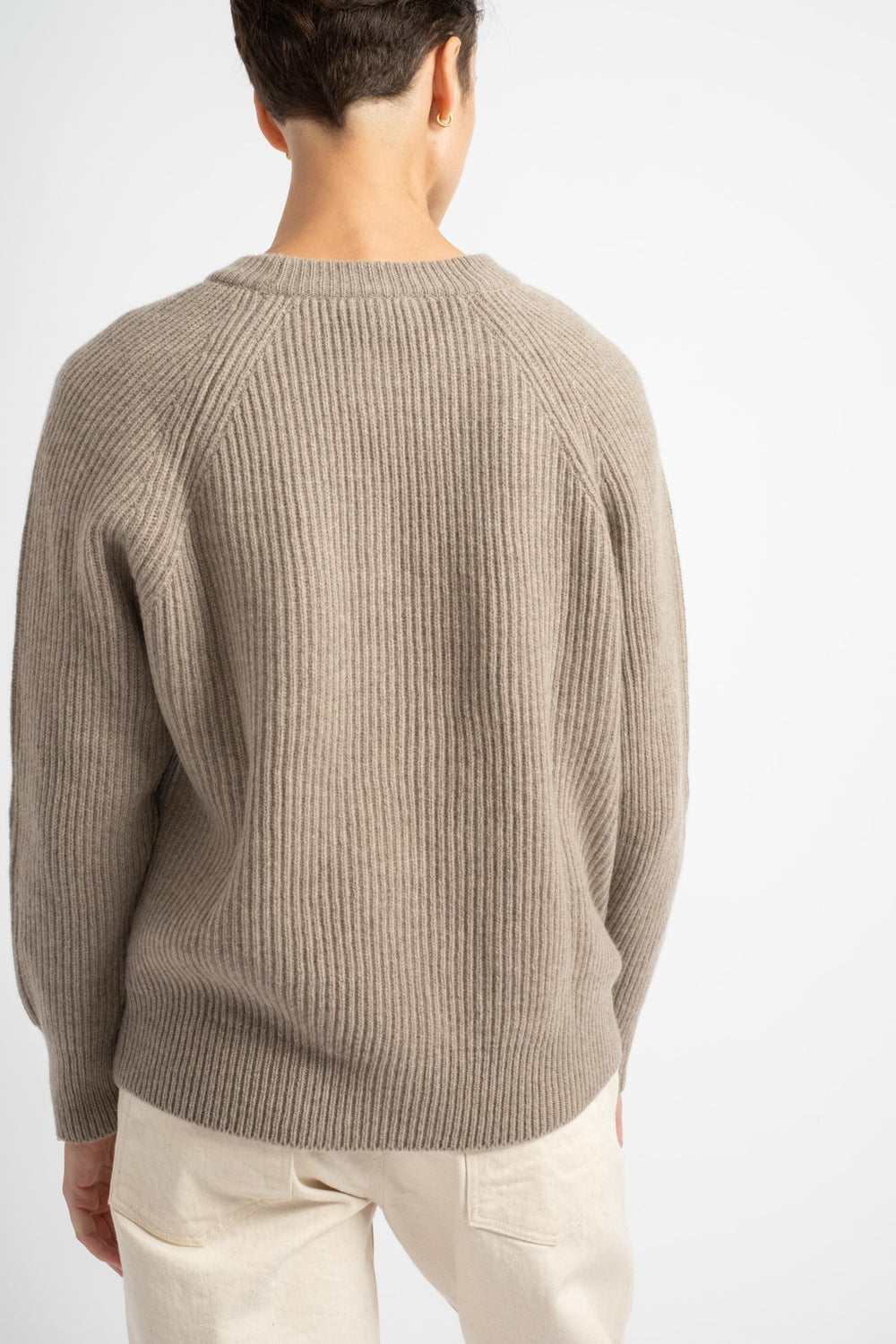 The Ribbed Crewneck in Toast