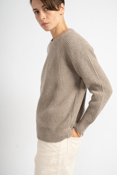 The Ribbed Crewneck in Toast