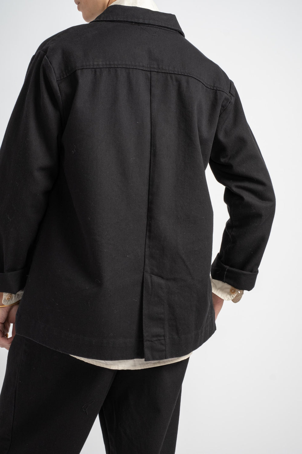 The Shirt Jacket in Deadstock Black Twill