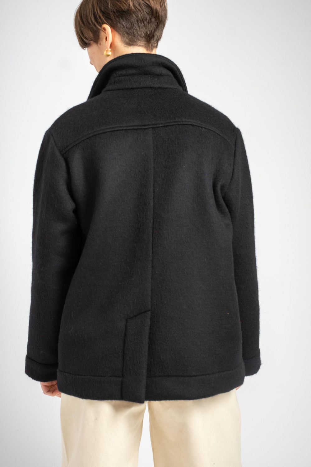 The Shirt Jacket in Deadstock Black Wool