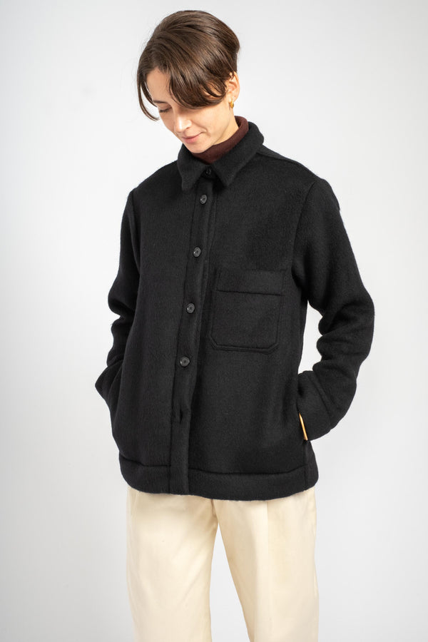 The Shirt Jacket in Deadstock Black Wool