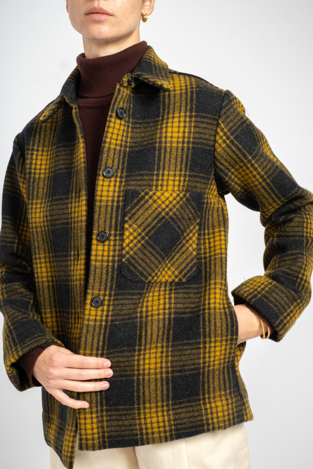 The Shirt Jacket in Deadstock Plaid Wool