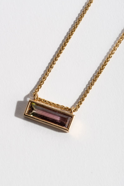 Watermelon Tourmaline Baguette Una Necklace