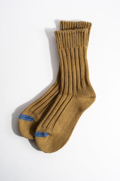 Chunky Ribbed Crew Sock in Olive