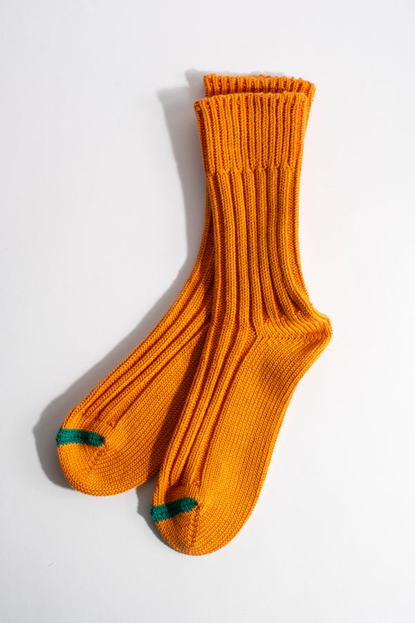 Chunky Ribbed Crew Sock in Orange Peel