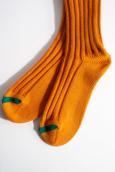 Chunky Ribbed Crew Sock in Orange Peel