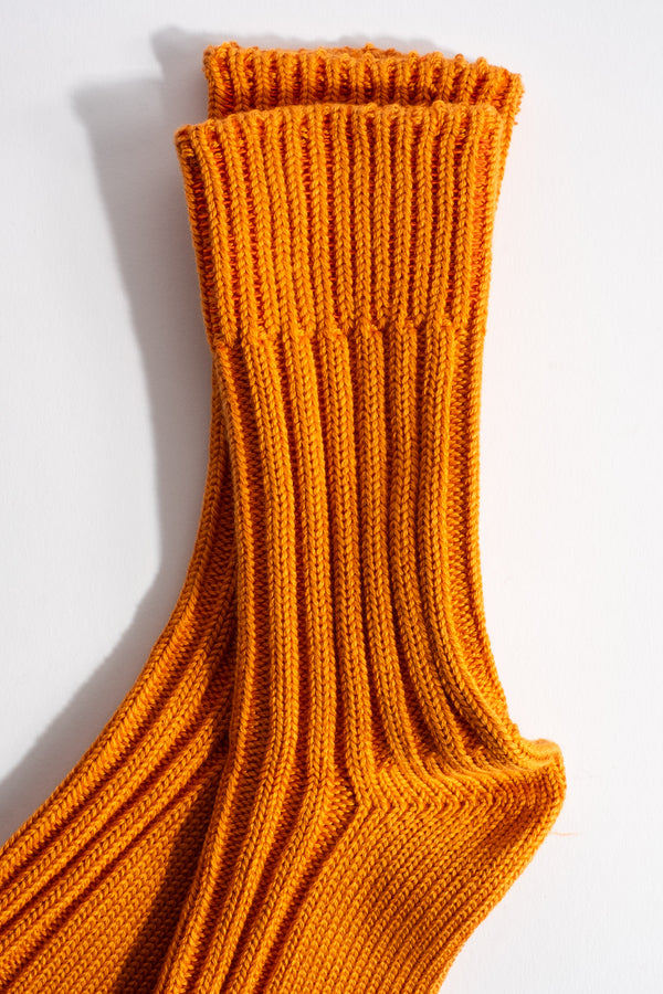 Chunky Ribbed Crew Sock in Orange Peel