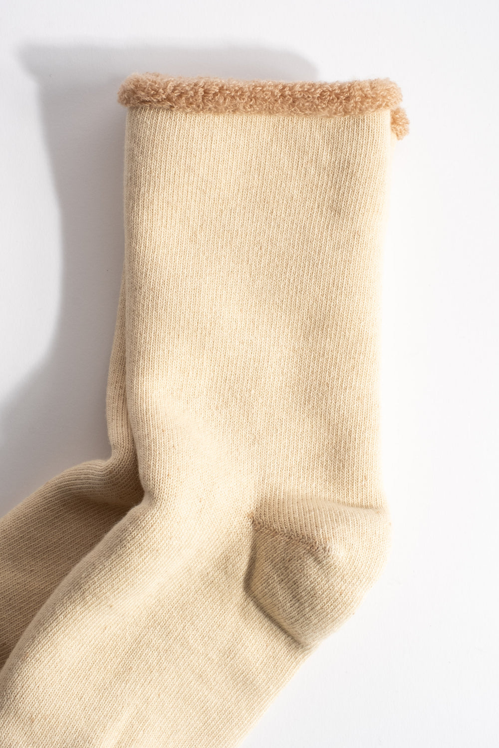 Double Face Cozy Sleeping Sock in Ivory + Beige