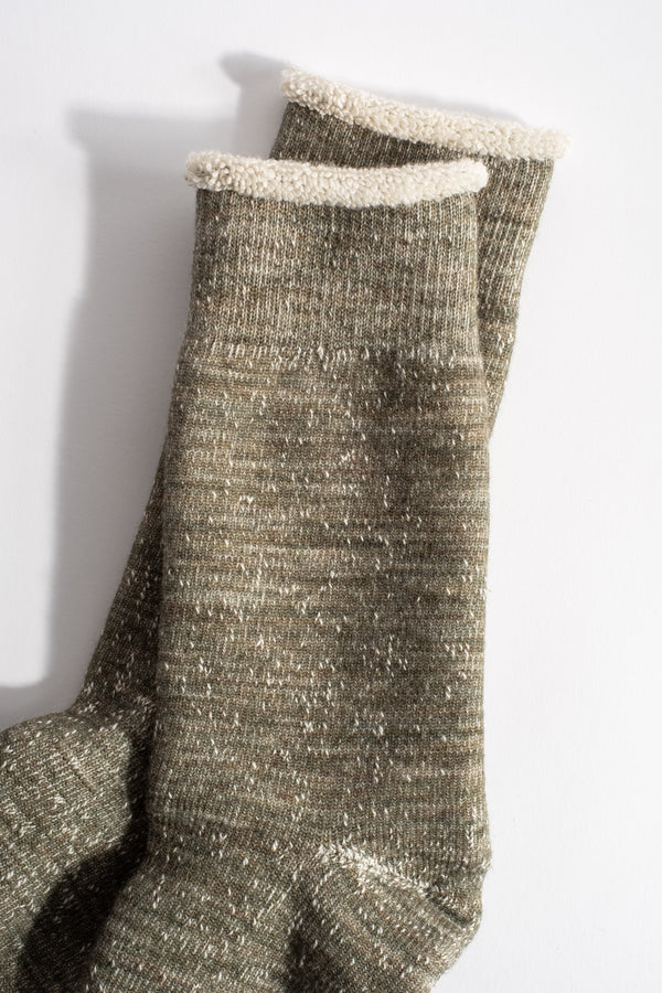 Double Face Crew Sock in Army Green